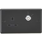 Knightsbridge  13A 1-Gang DP Switched Lockable Socket Matt Black  with Black Inserts