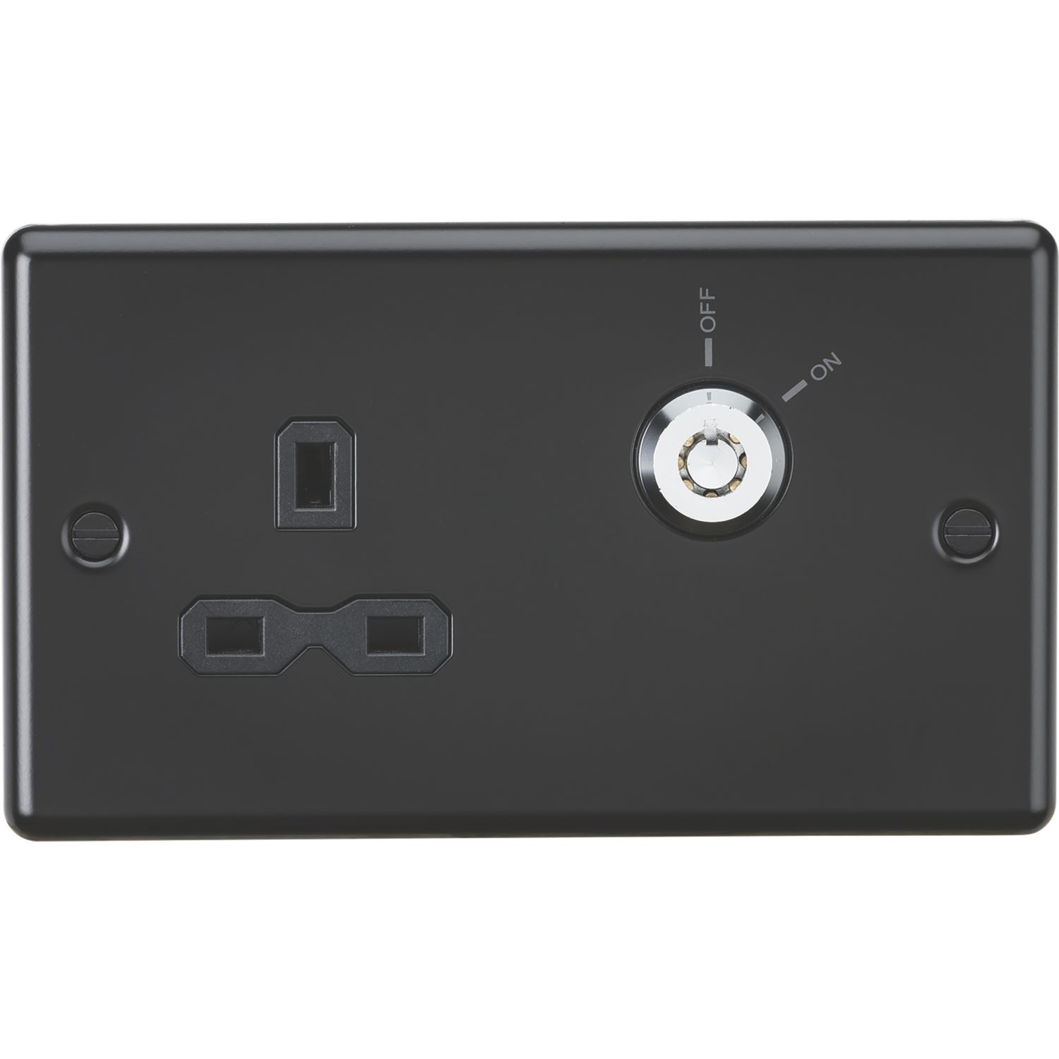 Knightsbridge 13A 1-Gang DP Switched Lockable Socket Matt Black with Black Inserts (681PX)