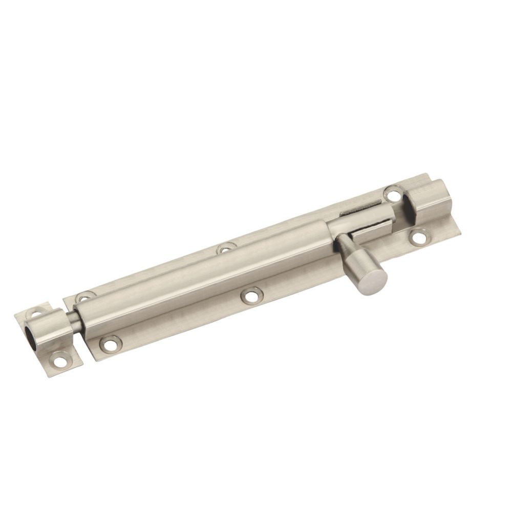 Smith & Locke Straight Barrel Door Bolt Satin Nickel 150mm Screwfix