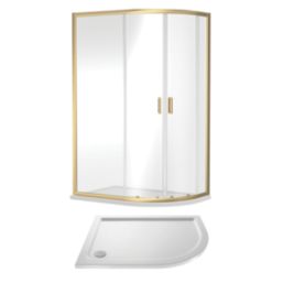 ETAL  Framed Offset Quadrant Shower Enclosure & Tray RH Brushed Brass 1180mm x 880mm x 1940mm