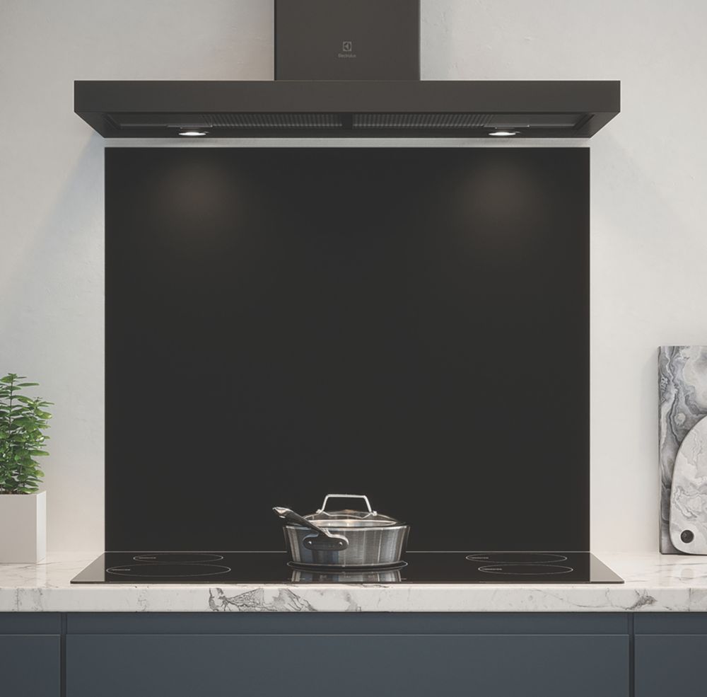 Splashback Matt Black SelfAdhesive Glass Kitchen Splashback 900mm x