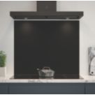 Splashback  Black Self-Adhesive Glass Kitchen Splashback 900mm x 750mm x 6mm