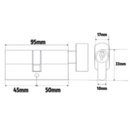 Smith & Locke  6-Pin Cylinder Thumbturn Lock 45-50 (95mm) Satin Nickel