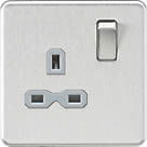 Knightsbridge SFR7000BCG 13A 1-Gang DP Switched Single Socket Brushed Chrome  with Colour-Matched Inserts