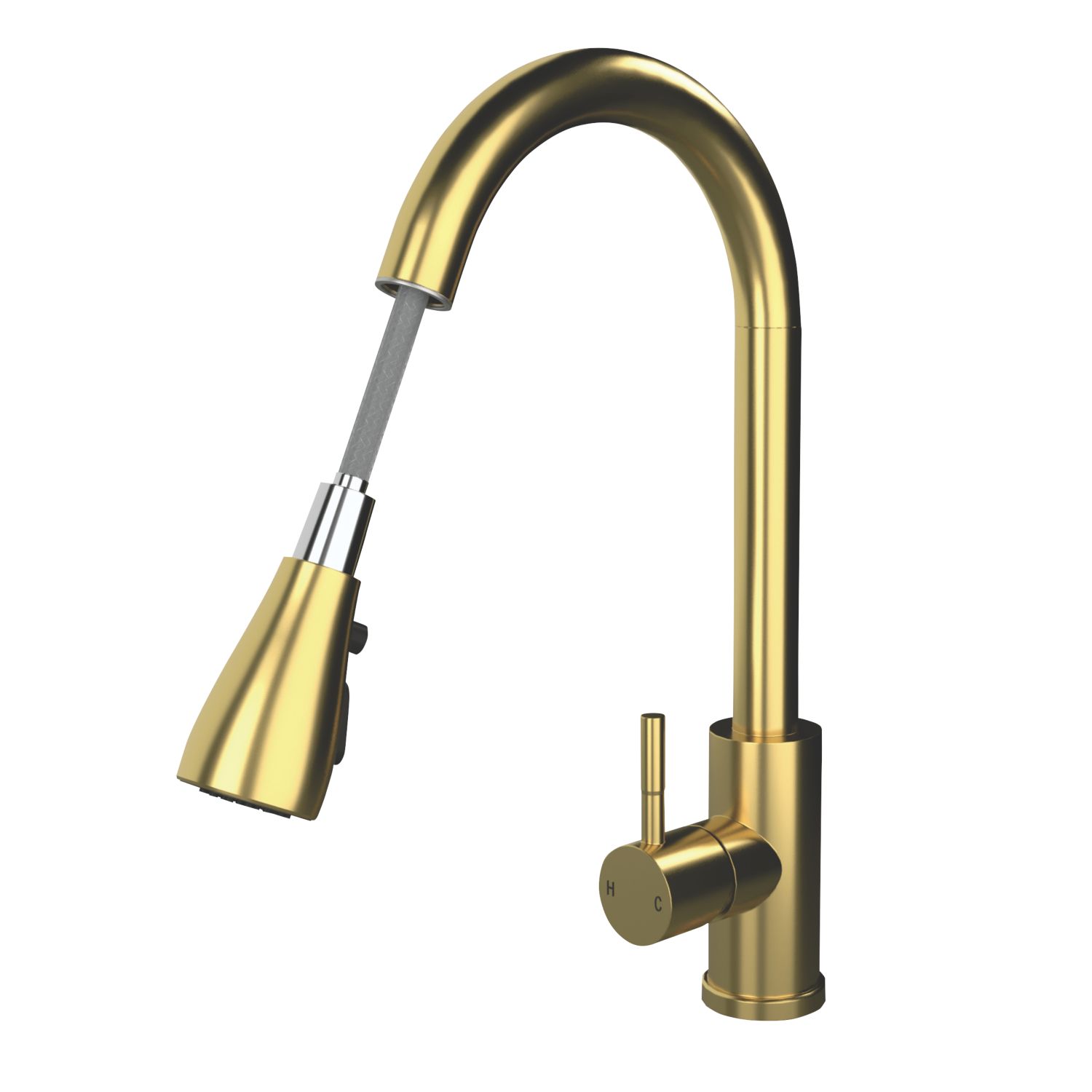 ETAL Bucks Pull-Out Spray Mixer Tap Brushed Brass (681XR)