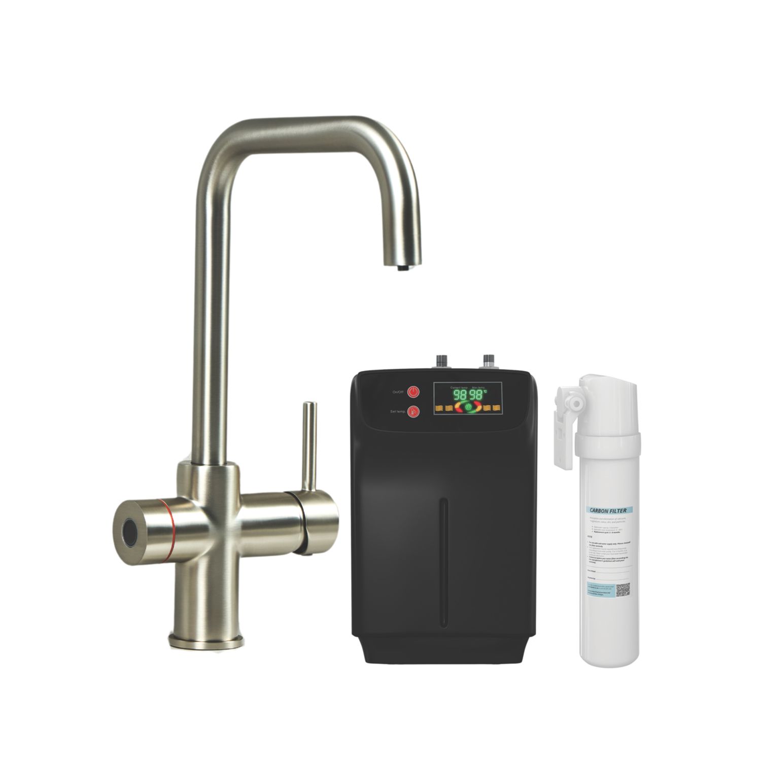 Imprompta Biometric Fingerprint Controlled 4-in-1 Instant Boiling Water Tap Brushed Steel (681YU)