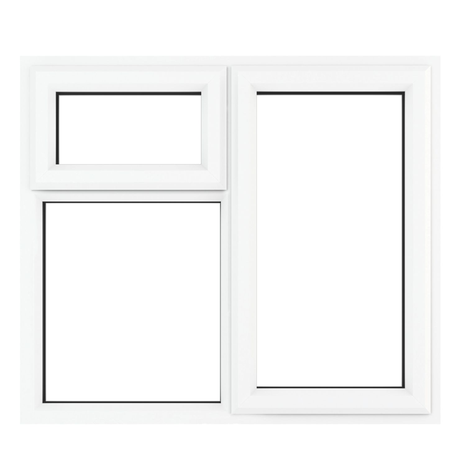 Crystal Right-Hand & Top Opening Clear Triple-Glazed Casement White uPVC Window 1190mm x 1115mm (682JM)