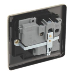 LAP  13A 1-Gang SP Switched Socket Antique Brass  with Black Inserts