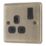 LAP  13A 1-Gang SP Switched Socket Antique Brass  with Black Inserts