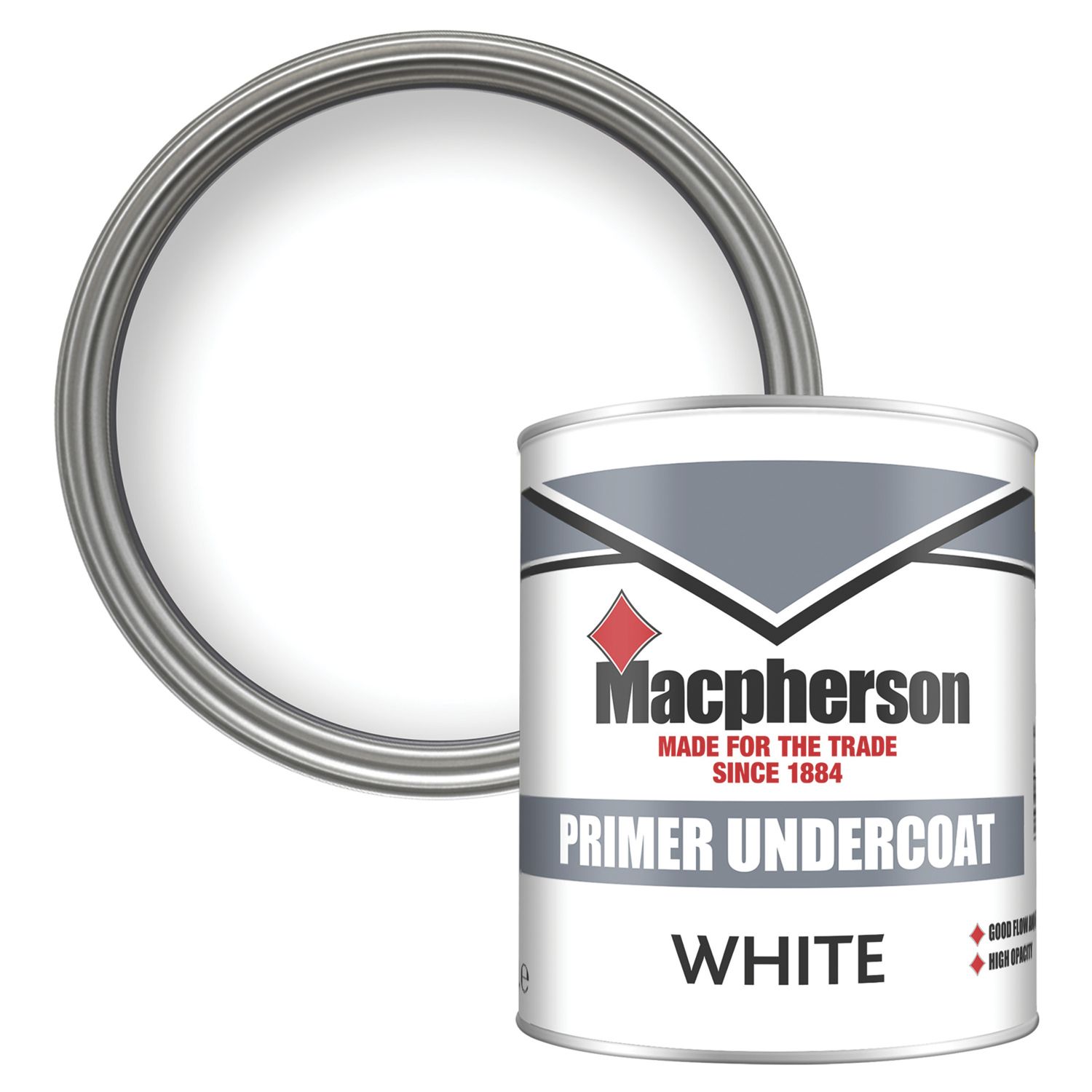 Macpherson 1Ltr White Matt Interior Wood & Metal Primer Undercoat (682TA)