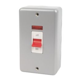 MK Metalclad Plus 45A 2-Gang DP Metal Clad Control Switch with Neon with White Inserts