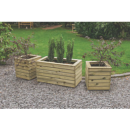 Forest  Rectangular Double Linear Planter Natural Wood 800mm x 400mm x 440mm