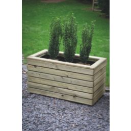 Forest  Rectangular Double Linear Planter Natural Wood 800mm x 400mm x 440mm