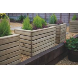 Forest  Rectangular Double Linear Planter Natural Wood 800mm x 400mm x 440mm