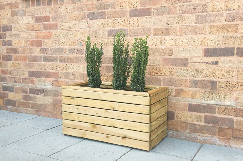 Forest Rectangular Double Linear Planter Natural Wood 800 