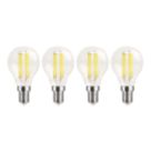 LAP  E14 Mini Globe LED Light Bulb Clear 470lm 2.9W 4 Pack