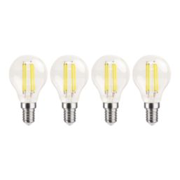 LAP  E14 Mini Globe LED Light Bulb Clear 470lm 2.9W 4 Pack