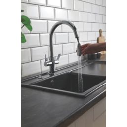 Clearwater Kira KIR30CP Double Lever Tap with Twin Spray Pull-Out  Chrome