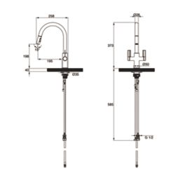 Clearwater Kira KIR30CP Double Lever Tap with Twin Spray Pull-Out  Chrome