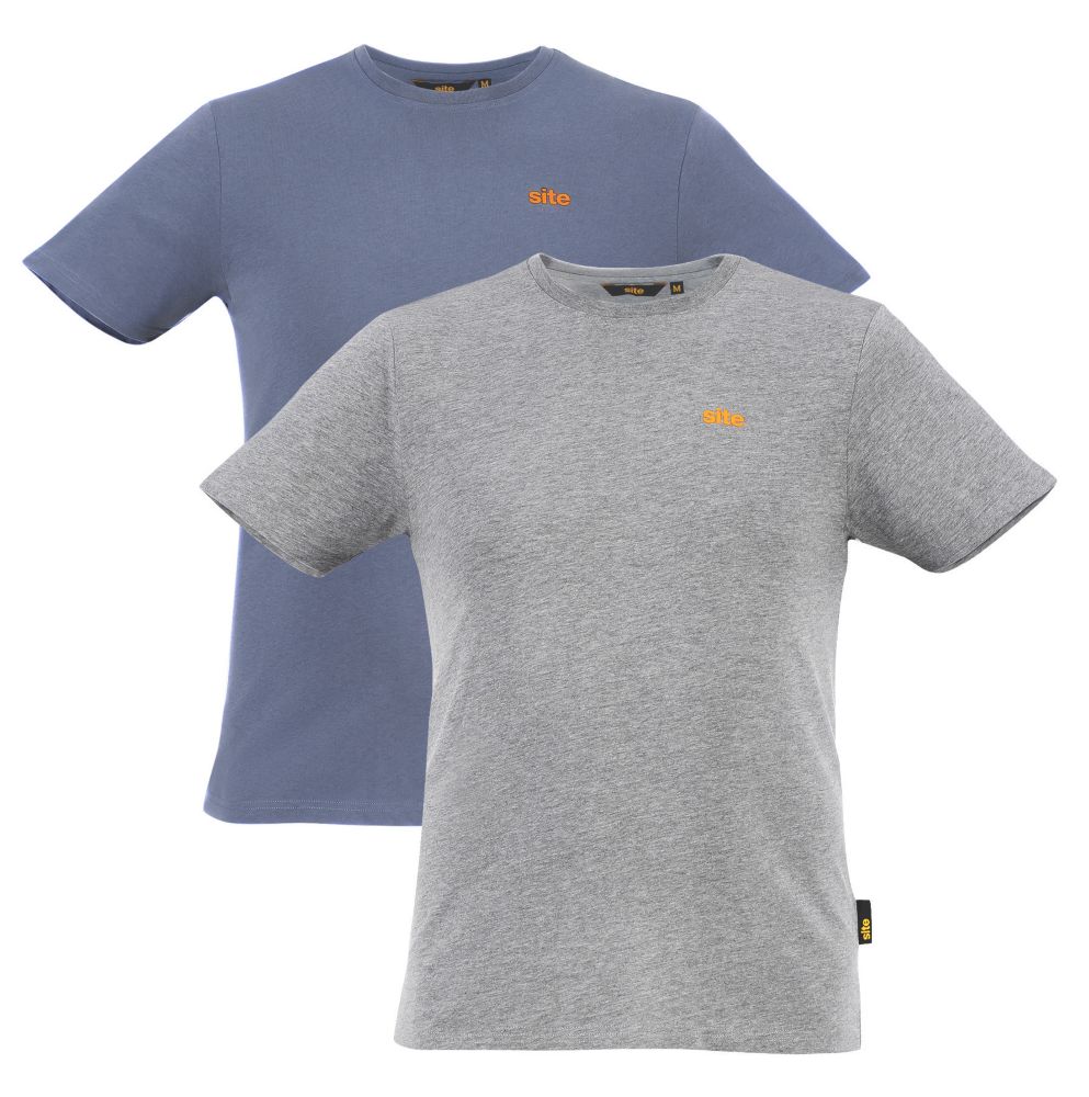 Site Yarnold Short Sleeve T-Shirt Multicolour Large 46" Chest 2 Pack