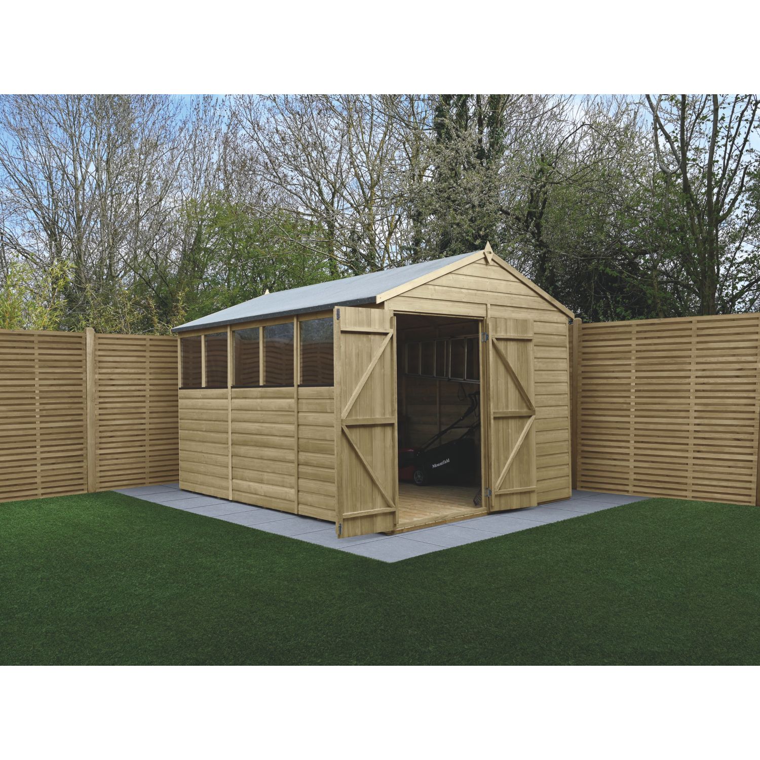 Forest Beckwood 8' x 11' 6" (Nominal) Apex Shiplap Timber Shed with Base & Assembly (683PW)