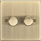 Knightsbridge  2-Gang 2-Way LED Intelligent Dimmer Switch  Antique Brass