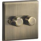 Knightsbridge  2-Gang 2-Way LED Intelligent Dimmer Switch  Antique Brass