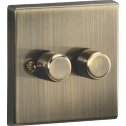 Knightsbridge  2-Gang 2-Way LED Intelligent Dimmer Switch  Antique Brass