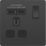 British General Evolve 13A 1-Gang SP Switched Socket + 2.1A 2-Outlet Type A USB Charger Black with Black Inserts