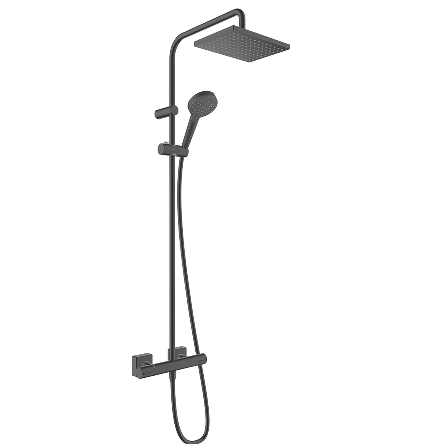 Hansgrohe Vernis Shape Showerpipe 230 HP Rear-Fed Exposed Matt Black Thermostatic Mixer Shower Kit (683VG)