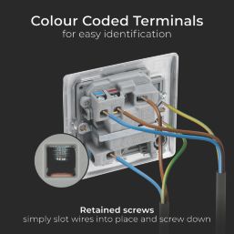 British General Nexus Metal 13A Switched Fused Spur & Flex Outlet with LED Brushed Steel