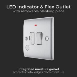 British General Nexus Metal 13A Switched Fused Spur & Flex Outlet with LED Brushed Steel