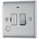 British General Nexus Metal 13A Switched Fused Spur & Flex Outlet with LED Brushed Steel