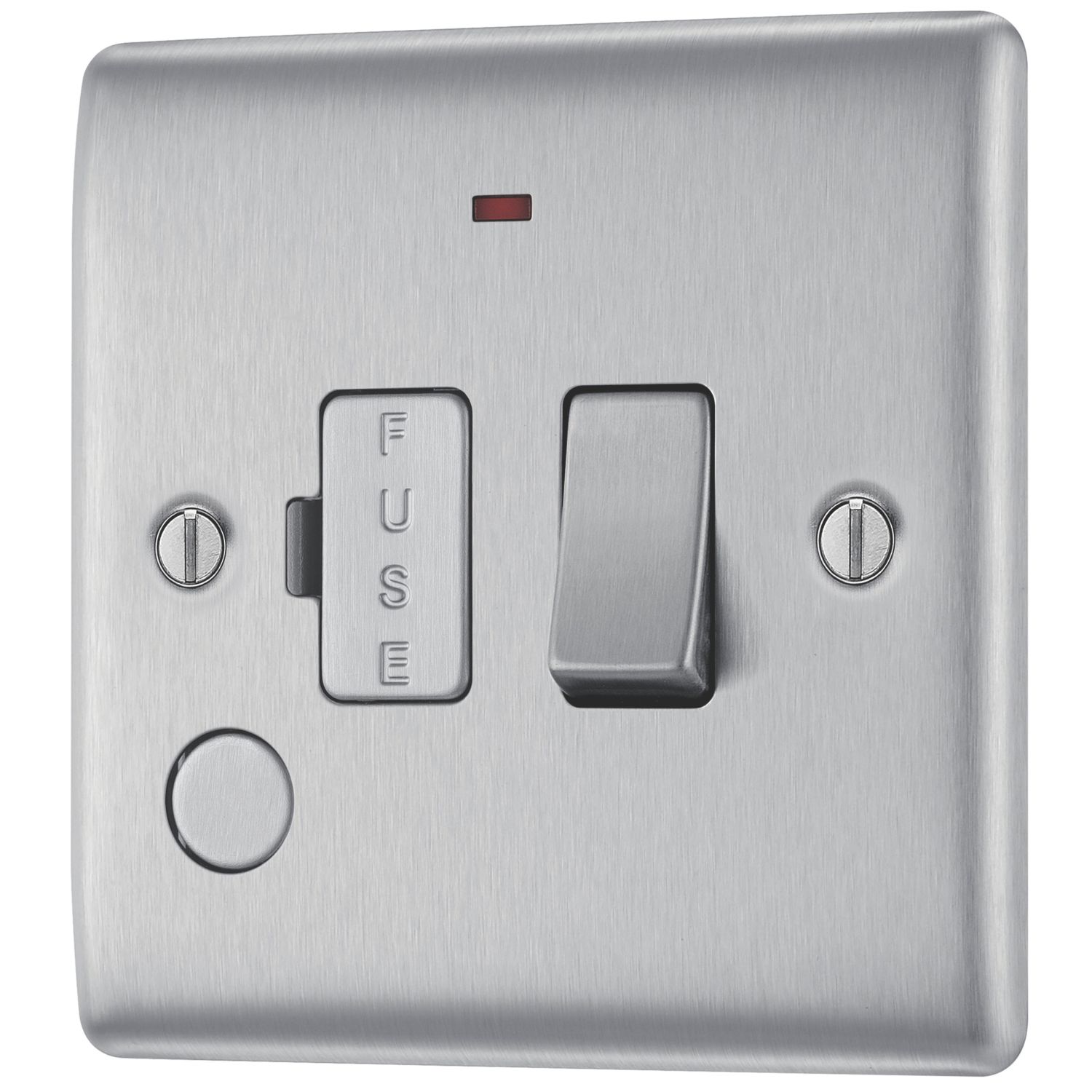 British General Nexus Metal 13A Switched Fused Spur & Flex Outlet with LED Brushed Steel (683XF)