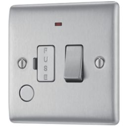 British General Nexus Metal 13A Switched Fused Spur & Flex Outlet with LED Brushed Steel