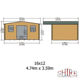 Shire Loxley 15' 6" x 12' (Nominal) Apex Timber Log Cabin