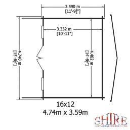 Shire Loxley 15' 6" x 12' (Nominal) Apex Timber Log Cabin