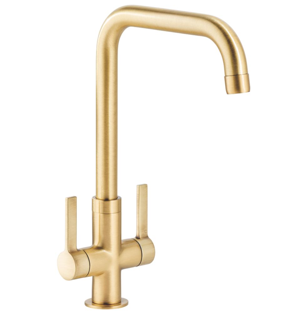 Abode Pico Quad DualLever Mono Mixer Kitchen Tap Brushed Brass Screwfix