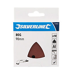 Silverline   80 Grit 6-Hole Punched Multi-Material Sanding Sheets 90mm x 90mm 10 Pack