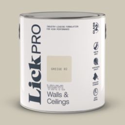 LickPro  2.5Ltr Greige 02 Vinyl Matt Emulsion  Paint