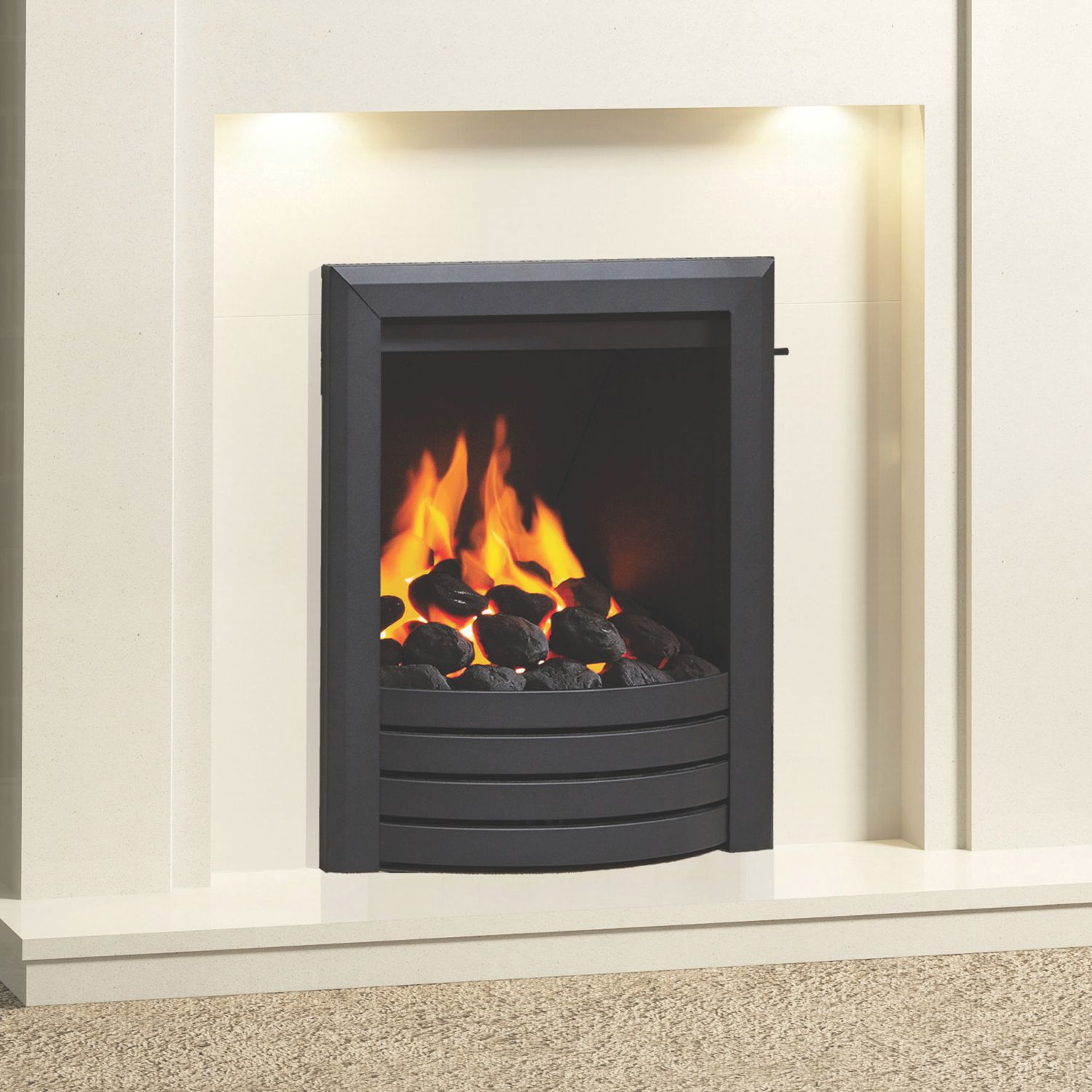 Be Modern Design Black Slide Control Inset Gas Manual Fire 510mm x 173mm x 605mm (684TT)