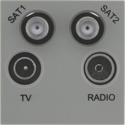 British General  Quadruplex Modular TV & Satellite Socket Grey