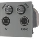 British General  Quadruplex Modular TV & Satellite Socket Grey
