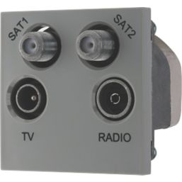 British General  Quadruplex Modular TV & Satellite Socket Grey
