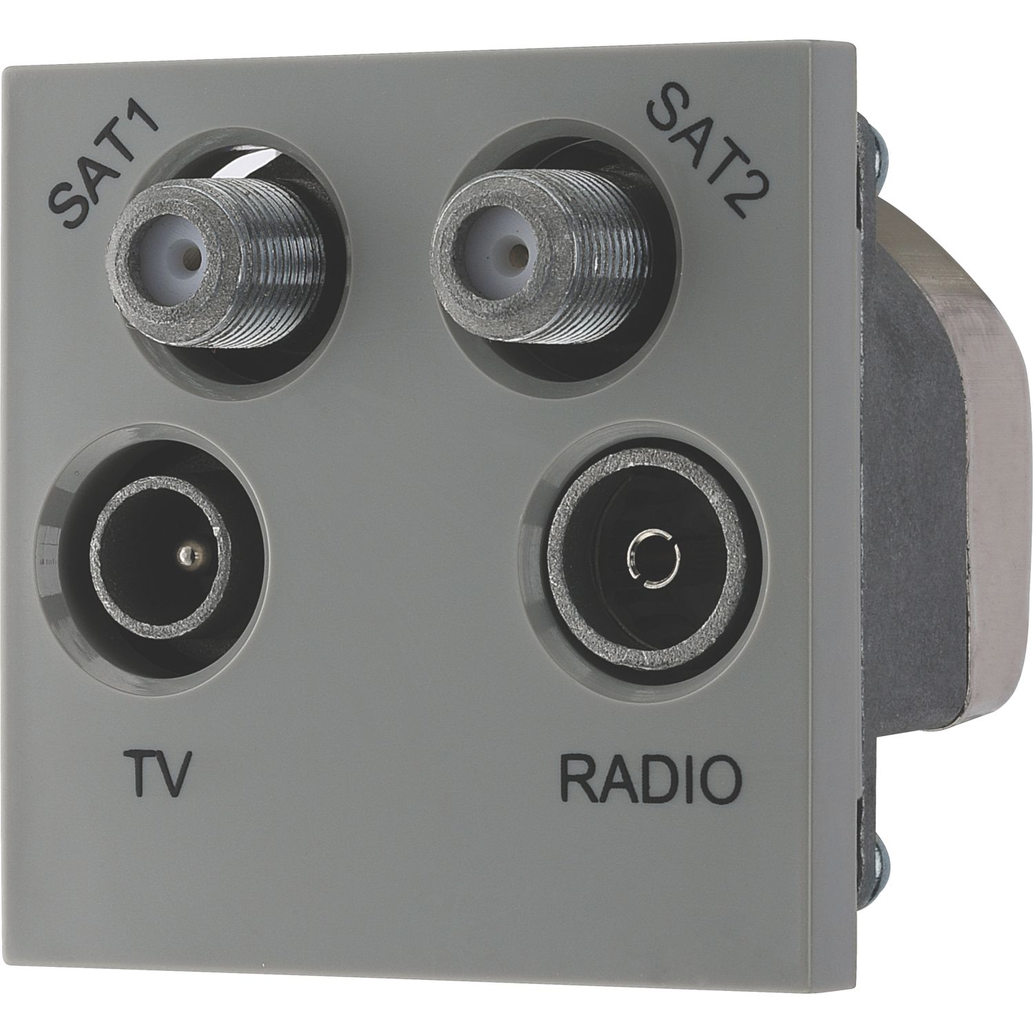 British General Quadruplex Modular TV & Satellite Socket Grey (684XG)