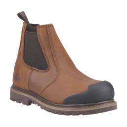Amblers FS225 Goodyear Welted Chelsea Size 12 Brown Waterproof Steel Toe Cap Safety Dealer Boots Screwfix