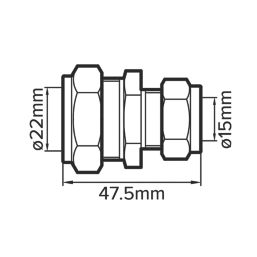 Flomasta  Brass Compression Reducing Coupler 22mm x 15mm