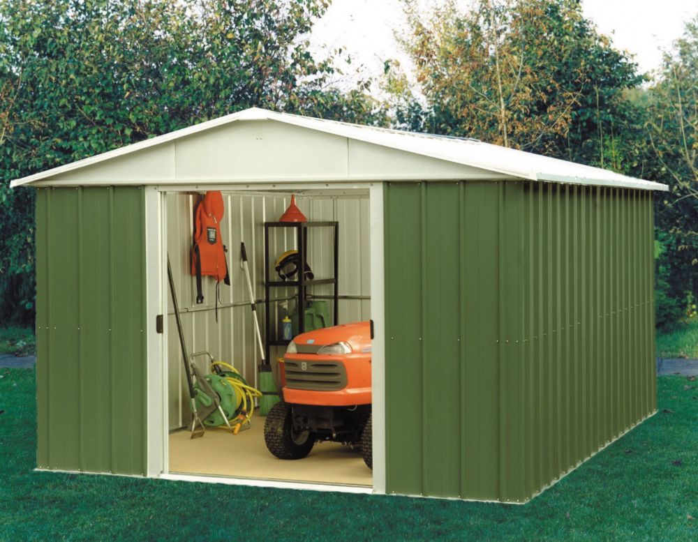 yardmaster sliding door shed 10 x 13' nominal metal