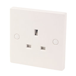 13A 1-Gang Unswitched Plug Socket White