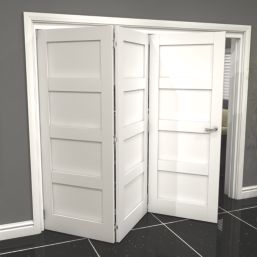 Green & Taylor 4-Panel Roomfold 3-Door Primed White Wooden Shaker Internal Bi-Fold Doors 2060mm x 2361mm